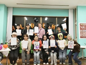 Commemorative photo by the Halloween characters portrait  contest participants